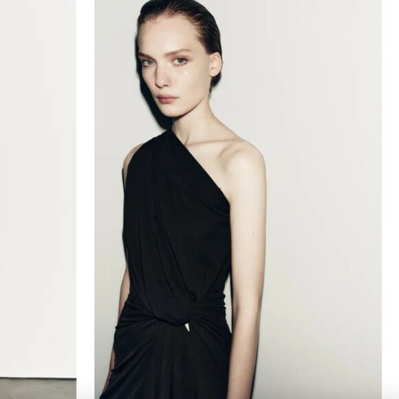 ZARA DRAPED ASYMMETRIC DRESS ZW COLLECTION SZ M NWT - Picture 2 of 9